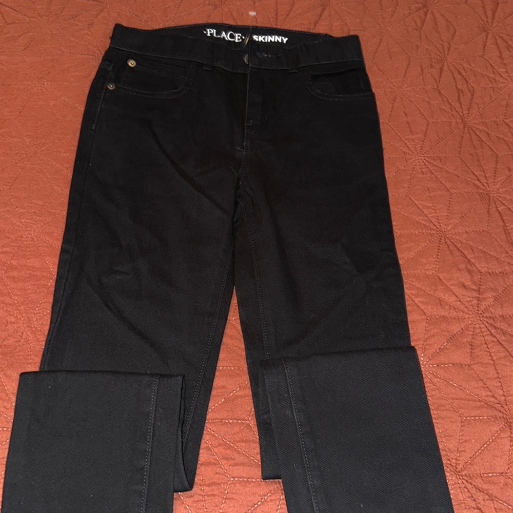 Children’s Place- Boys Size 10 BLACK skinny jeans with adjustable waist